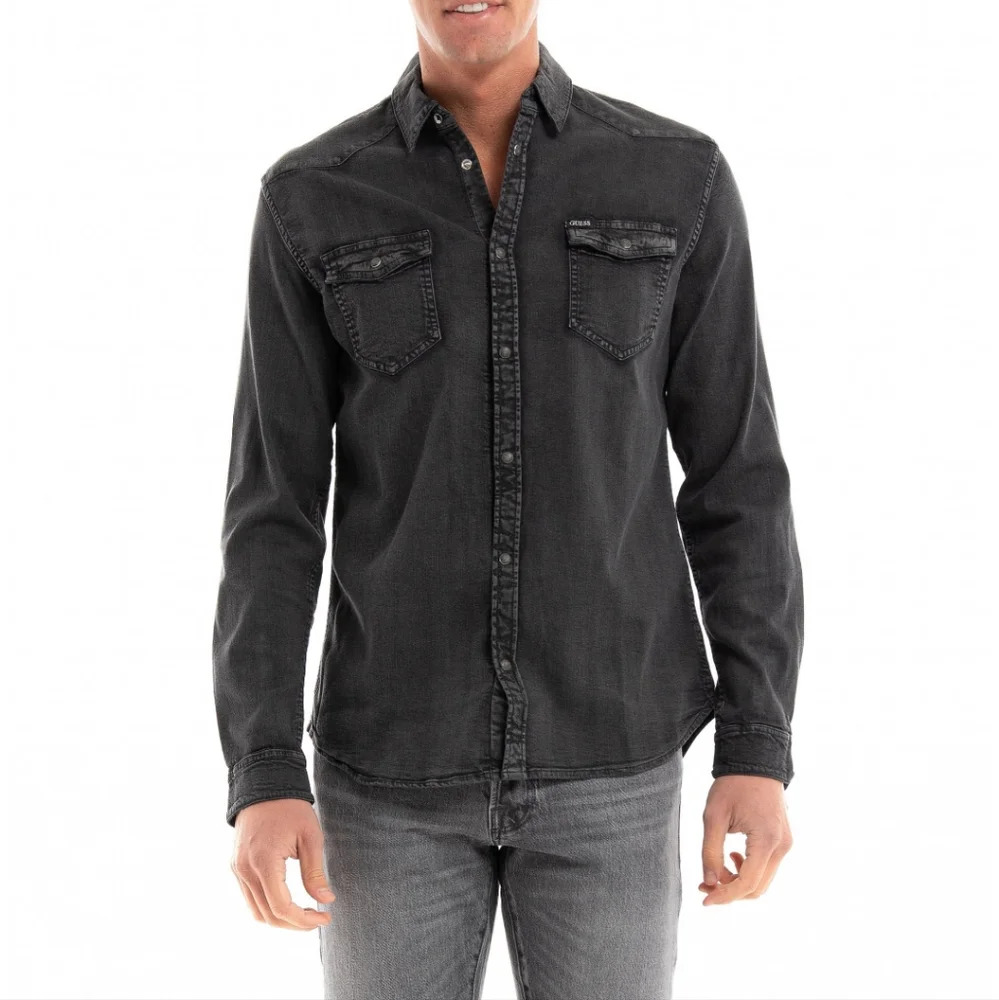 Guess Truckee Youth Boys Denim Shirt Roll Tab Sleeve Size 18